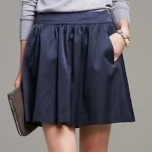 Banana Republic Navy Blue Satin Shine Faille Full Skirt Size 6